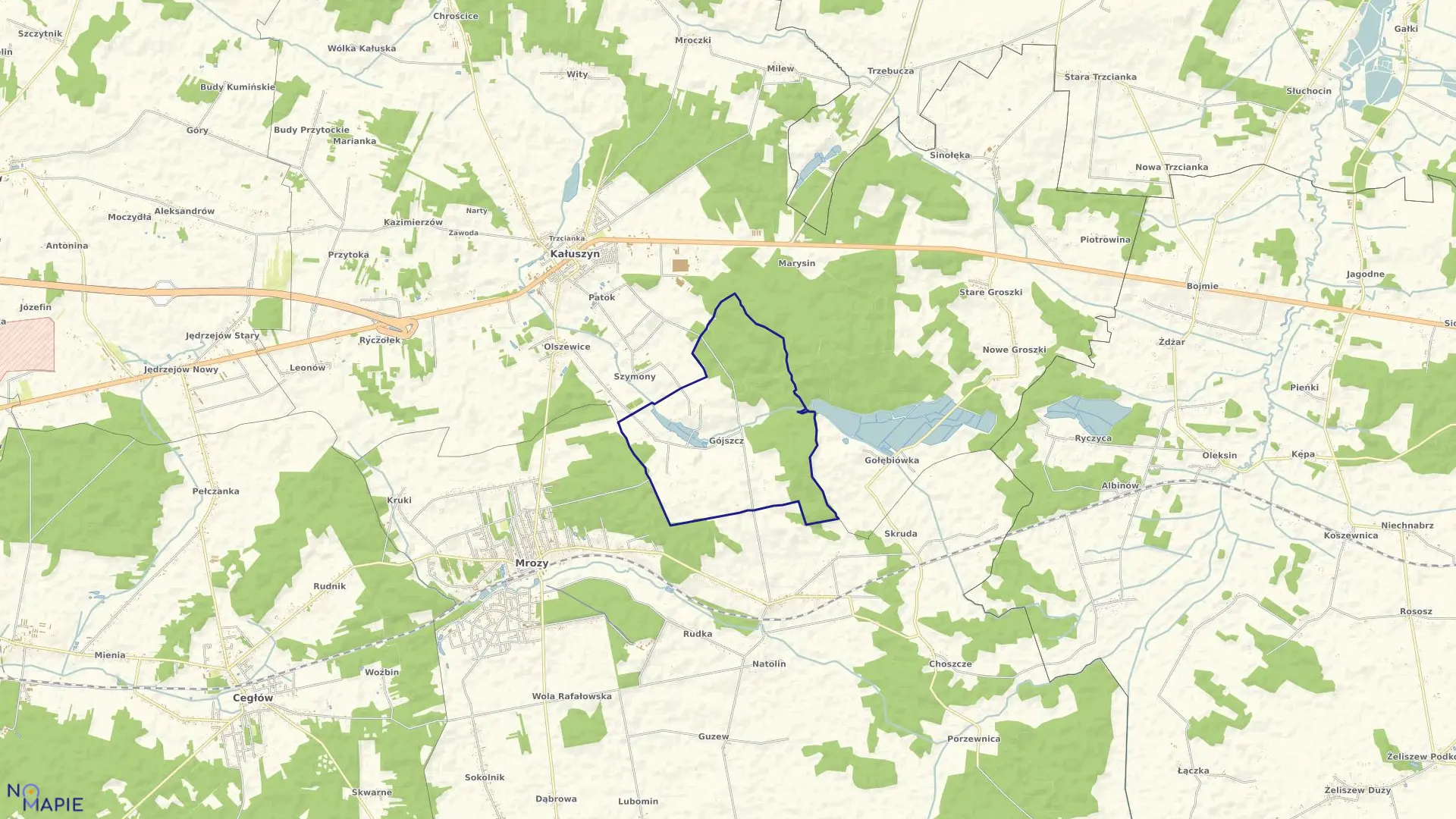 Mapa obrębu GÓJSZCZ w gminie Mrozy