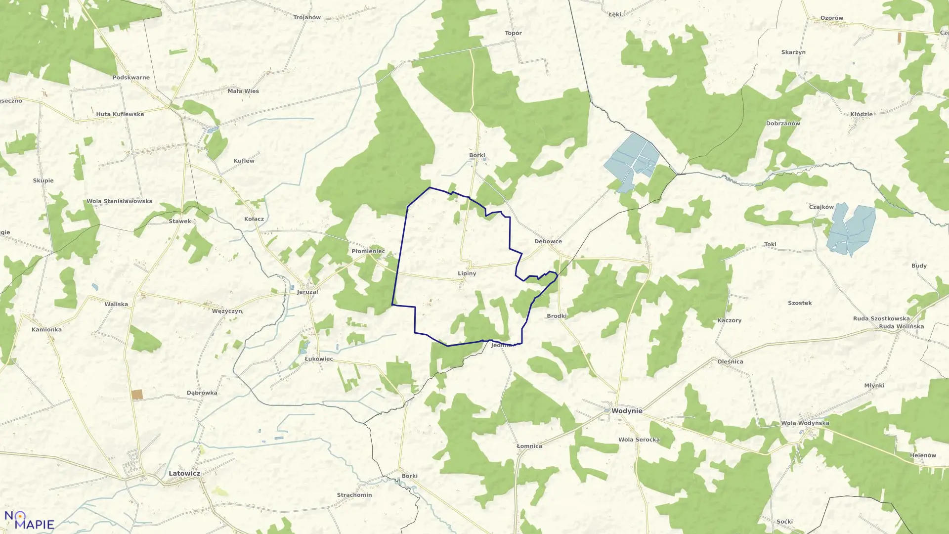 Mapa obrębu LIPINY w gminie Mrozy