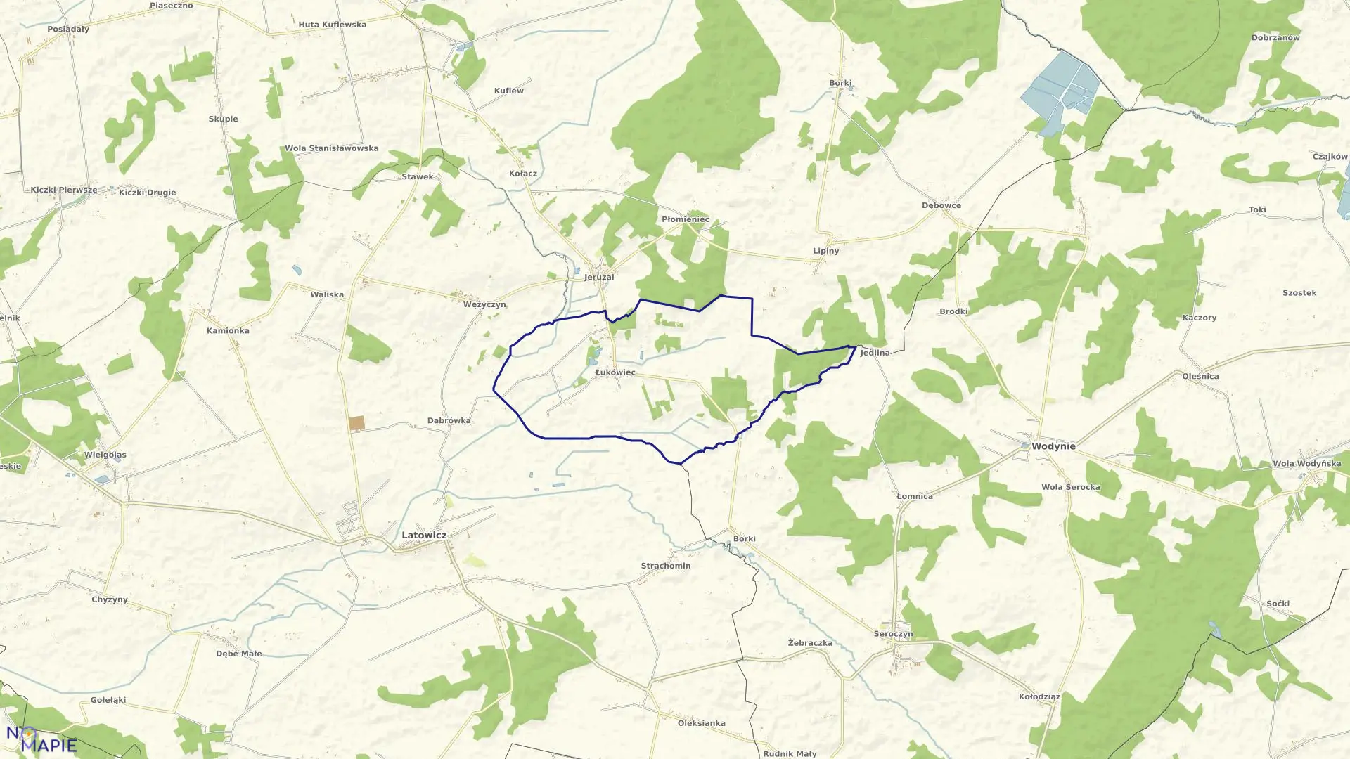 Mapa obrębu ŁUKÓWIEC w gminie Mrozy