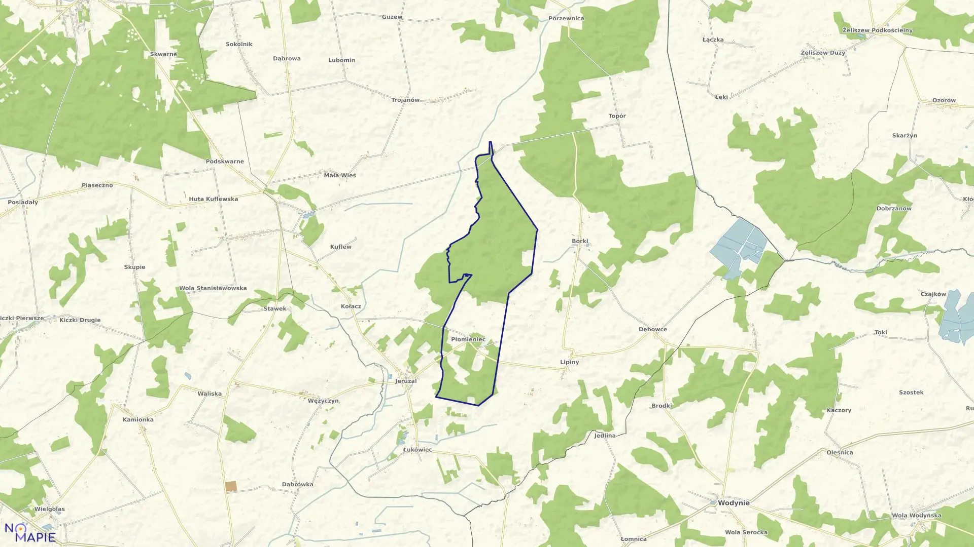 Mapa obrębu PŁOMIENIEC w gminie Mrozy